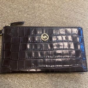 Michael Kors brown and gold wristlet